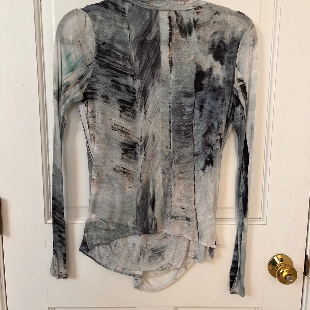 Helmut Lang Monochrome Artistic Long Sleeve Wrap Top. Size M - Picture 3 of 4